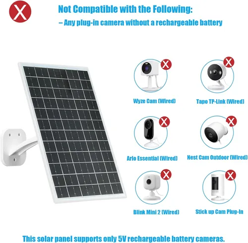 Vista 6 de Panel Solar de 13W para Cámaras de Seguridad al Aire Libre, USB-C, Micro USB y Salida DC de 5.5x2.1mm, Montura de 360°, Resistente al Agua IP66