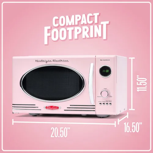 Vista 125 de Nostalgia Horno microondas retro compacto para encimera, 0.7 pies cúbicos, 700 vatios con pantalla digital LED, bloqueo para niños, interior fácil