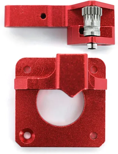Vista 2 de DEVMO 3D accesorios para impresora CR-10S PRO Ender-3 doble polea actualizada aleación de aluminio rojo doble engranaje extrusora kit para CR-10