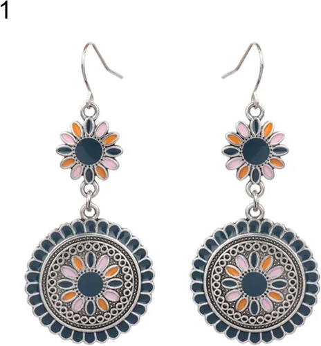 Vista 2 de Aretes bohemios con diseño vintage para mujer, aretes colgantes bohemios para fiesta