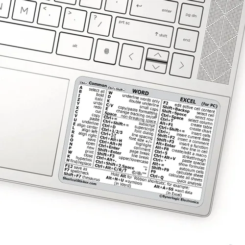 Vista 9 de SYNERLOGIC Microsoft Word/Excel (para Windows) Guía de Referencia de Atajos de Teclado Adhesivo, Laminado, Vinilo Sin Residuos (Negro/Pequeño)