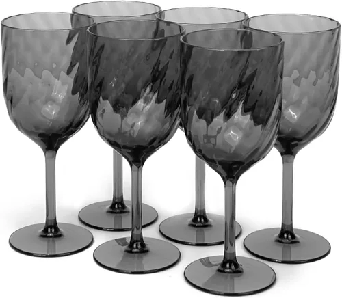 Vista 13 de Yalin Juego de 6 vasos apilables irrompibles de plástico acrílico para vino y agua de 12 onzas (azul, 12 onzas)