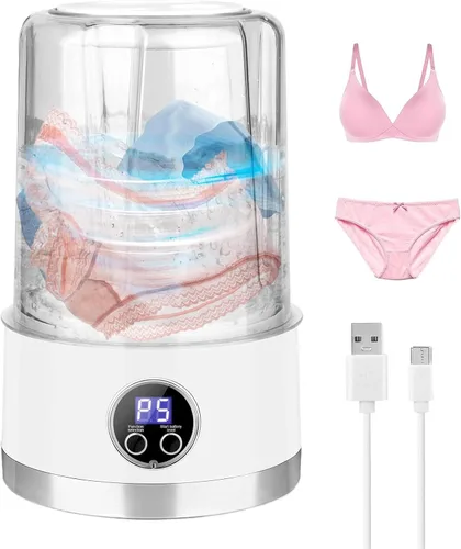 Vista 9 de Mini lavadora – Máquina de ropa interior de 1 litro, herramienta de limpieza de sujetadores suaves, unidad eficiente de doble modo, dispositivo