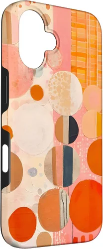 Vista 3 de iPhone 16 Abstract Boho Warm Orange and Pink Mid Century Modern Case