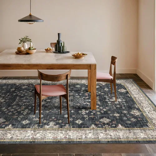 Vista 129 de Hazo Haus – Alfombra pequeña para entrada, cocina o baño, antideslizante con base de goma, resistente a las manchas y a la decoloración, diseño