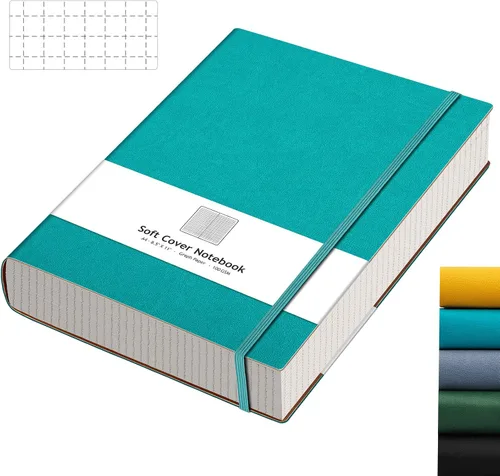 Vista 8 de AHGXG Cuaderno de papel cuadriculado - Cuaderno de papel de cuadrícula tamaño A4 grande 8.5''×11'', 320 páginas de diario grueso, papel cuadriculado