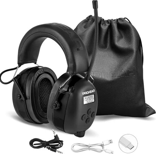 Vista 8 de PROHEAR 033 - Auriculares con radio AM/FM Bluetooth 5.4 - Batería recargable USB C de 2000mAh - Auriculares con radio para protección auditiva