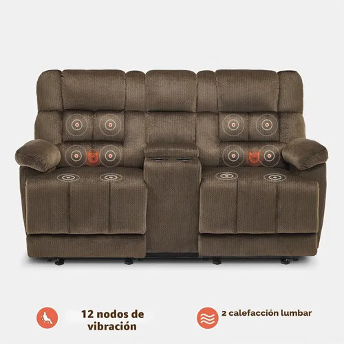 Vista 6 de MCombo Sillón reclinable de gravedad cero con consola, masaje con calor y vibración, sofá reclinable con puertos USB, portavasos para sala de estar