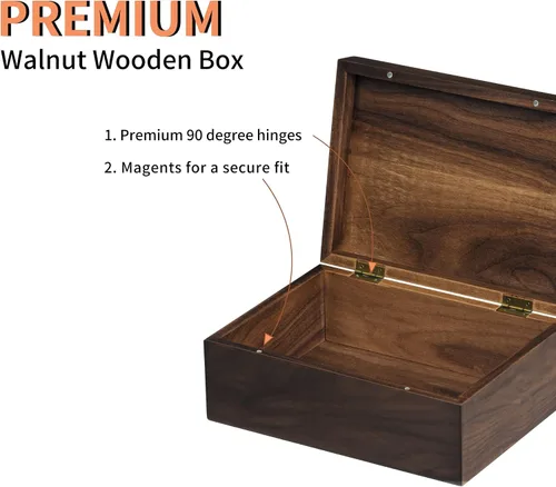 Vista 2 de EXISTING Caja de madera con tapa con bisagras, caja de almacenamiento de madera con tapa, caja de recuerdo de madera - Guarda joyas, recuerdos