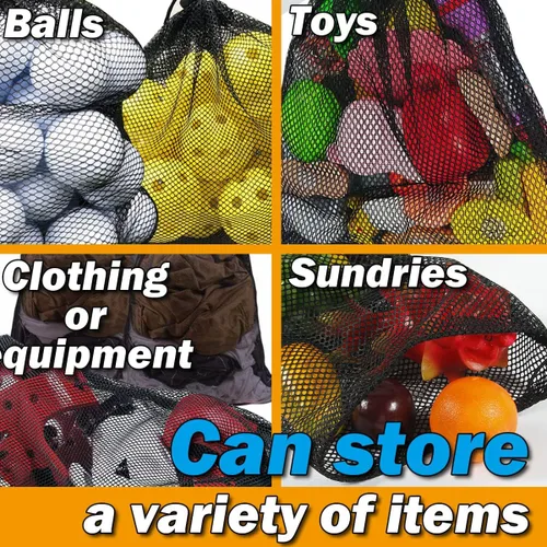 Vista 2 de SAEBEL Bolsas de malla con cordón duradero para pelota de golf, pickleball, tenis, béisbol, gimnasio, equipo de natación