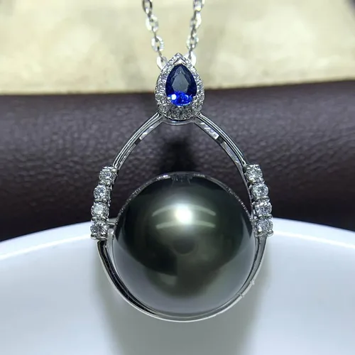Vista 2 de Nonnyl Gifts for Wife -Tahitian BlackFreshwater Cultured Pearl Necklace for Women-Anniversary Birthday Mothers Day Valentines Day Christmas- Fine