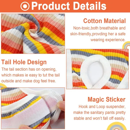Vista 3 de QBLEEV Pañales para perras, bragas sanitarias lavables con tirantes ajustables, bragas reutilizables para perrito, ropa interior para mascotas