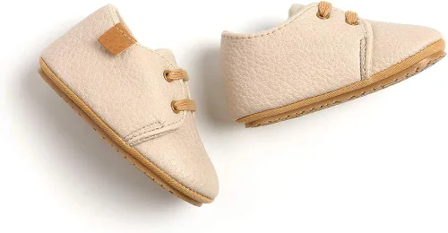 Vista 6 de SENIURIS Zapatos para bebés niños y niñas, suela de goma antideslizante, de piel sintética, zapatos para primeros pasos, zapatos de cuna para recién
