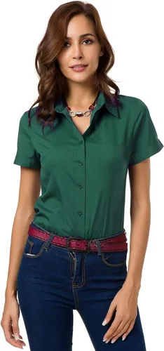 Vista 16 de Camisas de manga corta con botones para mujer, blusa de vestir básica simple
