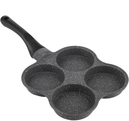 Vista 6 de Yitengteng Sartén profesional de 4 agujeros para desayuno, sartén antiadherente de 4 tazas, sartén para panqueques, sartén para huevos, compatible