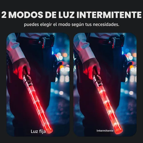 Vista 6 de E-riding Varita de tráfico recargable de 16 pulgadas, bastón de control de tráfico rojo con 2 modos intermitentes, varita de luz LED de seguridad