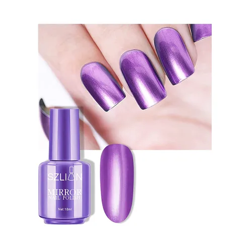 Vista 2 de Esmalte de uñas metálico, herramienta de manicura acrílica para bricolaje, esmalte de uñas de pintura de secado rápido y despega (morado)