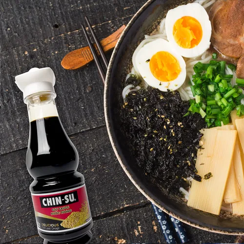Vista 6 de Chin-Su - Salsa de soja premium, botella de 8.5 onzas líquidas, 100% vegana, salsa de soja oscura para sumergir, salteados, adobos, aderezos