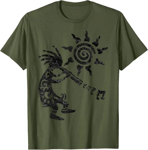Vista 40 de Native American Kokopelli Musican With Flute 2 - Camiseta divertida para fanáticos, Blanco, S