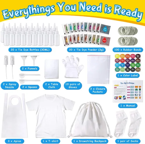 Vista 2 de Kit de teñido anudado para niños y adultos, juguete de artes y manualidades para niñas y niños de 6 a 12 años, kits de manualidades de teñido