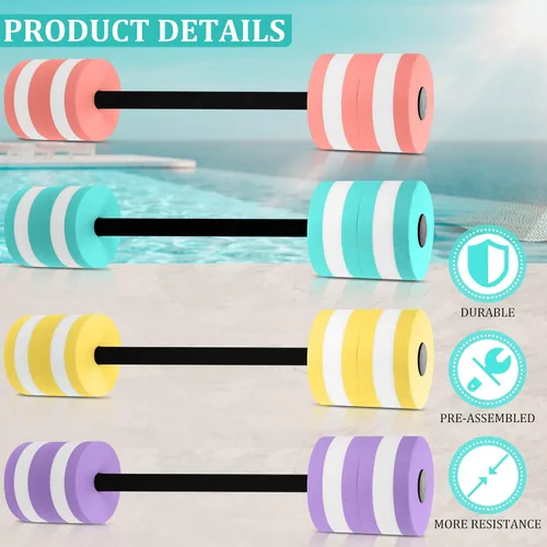 Vista 4 de Shappy 4 Pcs Water Weight Aquatic Exercise Dumbbells for Pool Macaron Color EVA Foam Dumbbells Set Aerobics Equipment Aquatic Exercise Barbells Hand