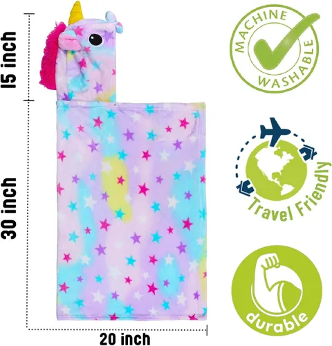 Vista 7 de CozyBomB Unicorn Gifts for Girls Wearable Fleece Soft Throw Blanket for Kids - Cute Hooded Plush Bathrobe Cozy Wrap with Hood
