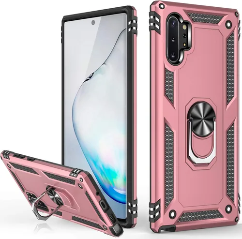 Vista 25 de LUMARKE Funda protectora para Galaxy Note 10, pasa 16 pies, prueba de caídas de grado militar, resistente con soporte de anillo magnético, Negro