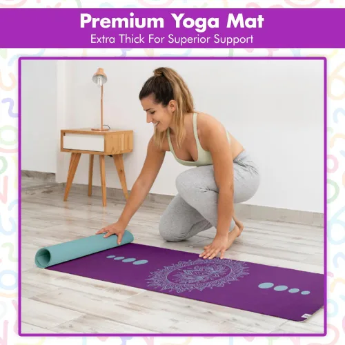 Vista 5 de Tapete de yoga – Esterilla de yoga reversible de 0.236 in con impresión premium, extra gruesa y grande, antideslizante, para todo tipo de yoga