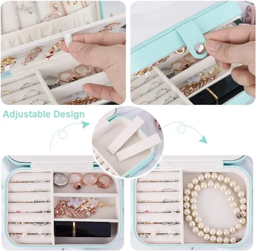 Vista 4 de Joyero Homchen de viaje caja para guardar las joyas para collares pendientes anillos y pulseras