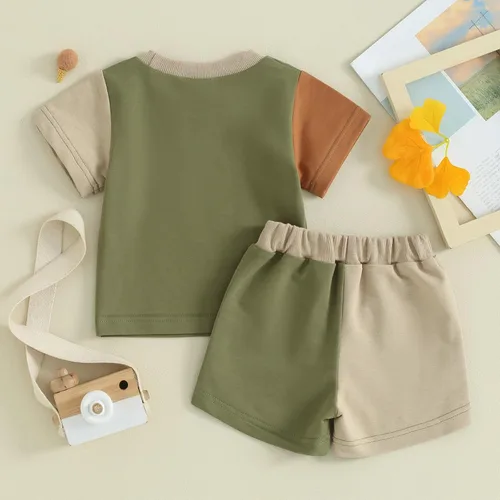 Vista 7 de Twopumpkin Verano Niño Niño Ropa de Bebé Camisetas de Manga Corta Top Y Pantalones Cortos Infantil Traje Neutral 6 9 12 18 24 Meses 2t