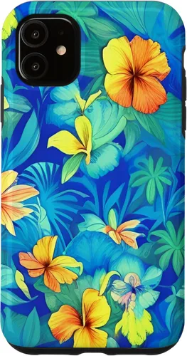 Vista 5 de Funda estética para iPhone 15 con flores de hibisco floral hawaiano tropicales