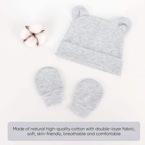 Vista 5 de BQUBO - Juego de guantes para bebés recién nacidos, para niños y niñas, gorro de hospital, gorros, guantes para bebés de 0 a 6 meses