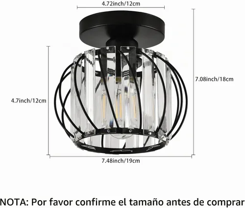 Vista 5 de Lámpara de Techo de Cristal - Araña de Cristal Negro para Cocina, Pasillo, Entrada, Balcón, Comedor, Sala de Estar, Bar, Casa de Campo