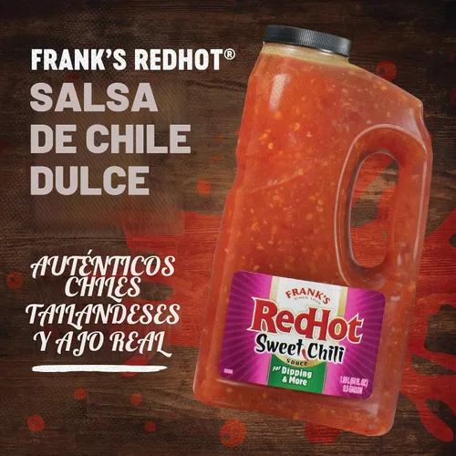Vista 4 de Frank's RedHot Salsa de chile dulce, 0.5 galones - Contenedor a granel de medio galón de salsa picante de chile dulce para alas, pizza, sándwiches