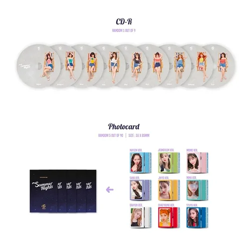 Vista 3 de TWICE 2nd Special Album - SUMMER NIGHTS A Ver Photobook Lyrics Poster Polaroid PostCard DIY Paper PostCard PhotoCard FREE GIFT K-pop Sealed