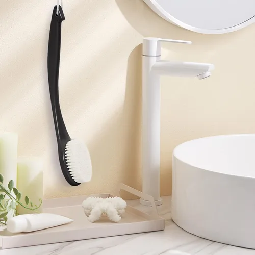 Vista 7 de Cepillo de ducha exfoliante para el cuerpo, nunca se moldea de 15 pulgadas, cepillo de espalda de mango largo para ducha, cepillo corporal
