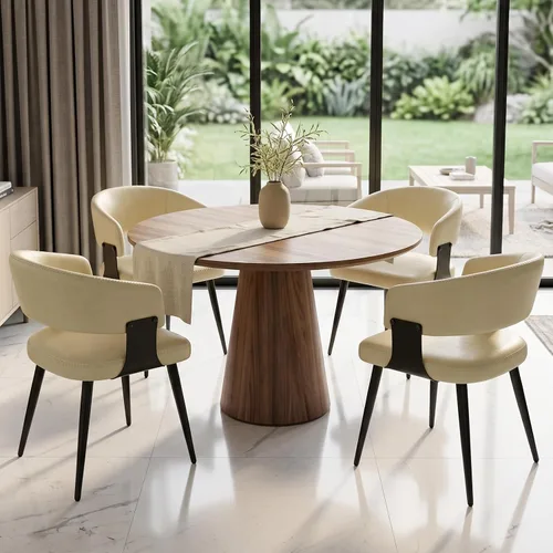Vista 15 de Juego de 2 sillas de comedor, modernas sillas de cocina de piel