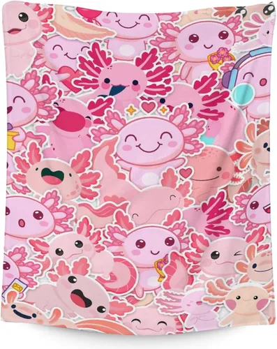Vista 16 de Axolotl - Manta de regalo de 30 x 40 pulgadas, bonita manta para niñas, mantas suaves y peludas azules para sofá y oficina