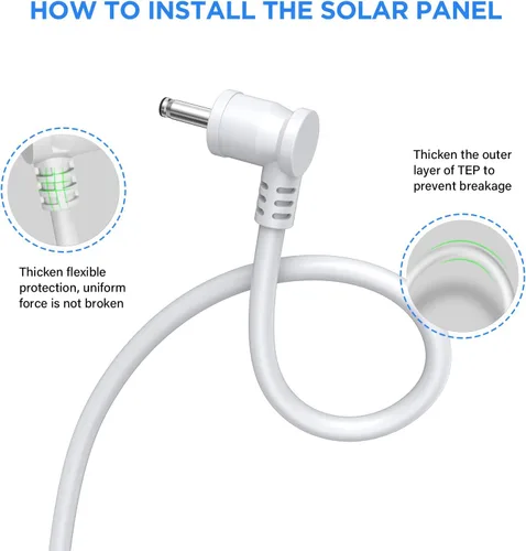 Vista 6 de OLAIKE Panel solar para anillo Stick Up Cam batería/enchufe, cargador solar impermeable de carga continua con cable de alimentación impermeable