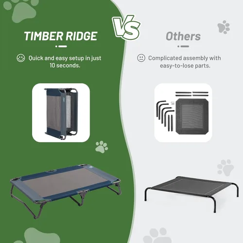Vista 3 de Timber Ridge Cama para perros al aire libre con toldo, cama elevada y refrescante para perro, cama elevada portátil para perro con toldo extraíble