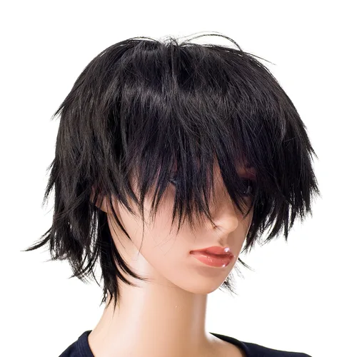 Vista 4 de SWACC - Peluca de cosplay, unisex, con capas, para hombres y mujeres, para disfraces