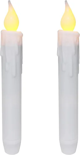 Vista 9 de CVHOMEDECO. Velas cónicas parpadeantes LED, velas sin llama con goteo, operadas por batería con temporizador, blancas, 4-3/4 pulgadas, juego de 2