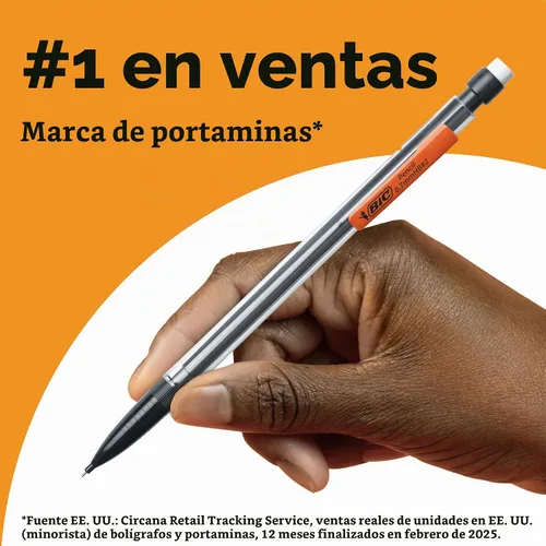 Vista 3 de BIC Recambios de minas para lápices, punta media (0.7mm), 30ct (L730P1), negro Lead Does Not Smudge, Erases Easily for Clean Results, Plastic