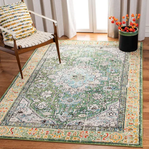Vista 15 de SAFAVIEH Madison Collection - Alfombra decorativa de 2 pies 2 pulgadas x 4 pies, color verde y turquesa, diseño envejecido, no desprende pelusa