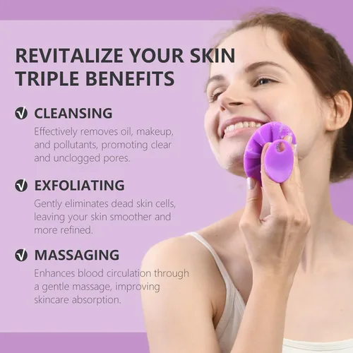 Vista 2 de BEAUTAIL Cepillo facial de silicona, 2 unidades, cepillo de limpieza facial manual, exfoliante facial suave para pieles sensibles, cepillo facial