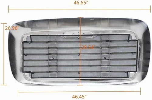 Vista 2 de Compatible con Freightliner Columbia 2000-2008 Cromo Triple plateado frontal parrilla radiador parrilla con pantalla de insectos sustituye a