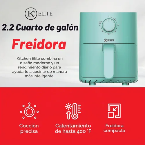 Vista 3 de Kitchen Elite Freidora de aire mecánica con controles manuales de perilla Azul