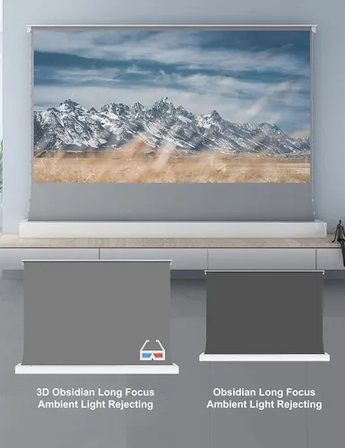Vista 6 de VIVIDSTORM-3D - Material de pantalla de rechazo de luz ambiental de enfoque largo, pantalla de proyección motorizada para levantamiento de piso