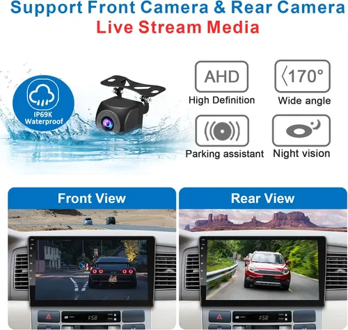 Vista 5 de Estéreo de coche de doble DIN de 10 pulgadas inalámbrico CarPlay inalámbrico Android Auto, pantalla táctil QLED Android Radio reproductor multimedia