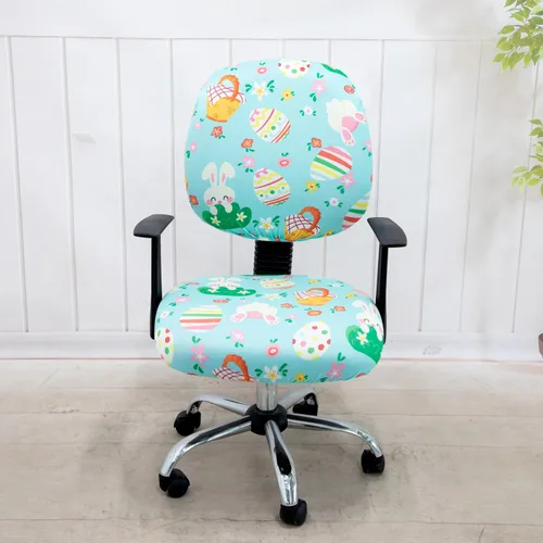 Vista 2 de Funda para silla de oficina de Pascua, funda protectora dividida y elástica universal para silla de trabajo, silla giratoria de computadora, silla
